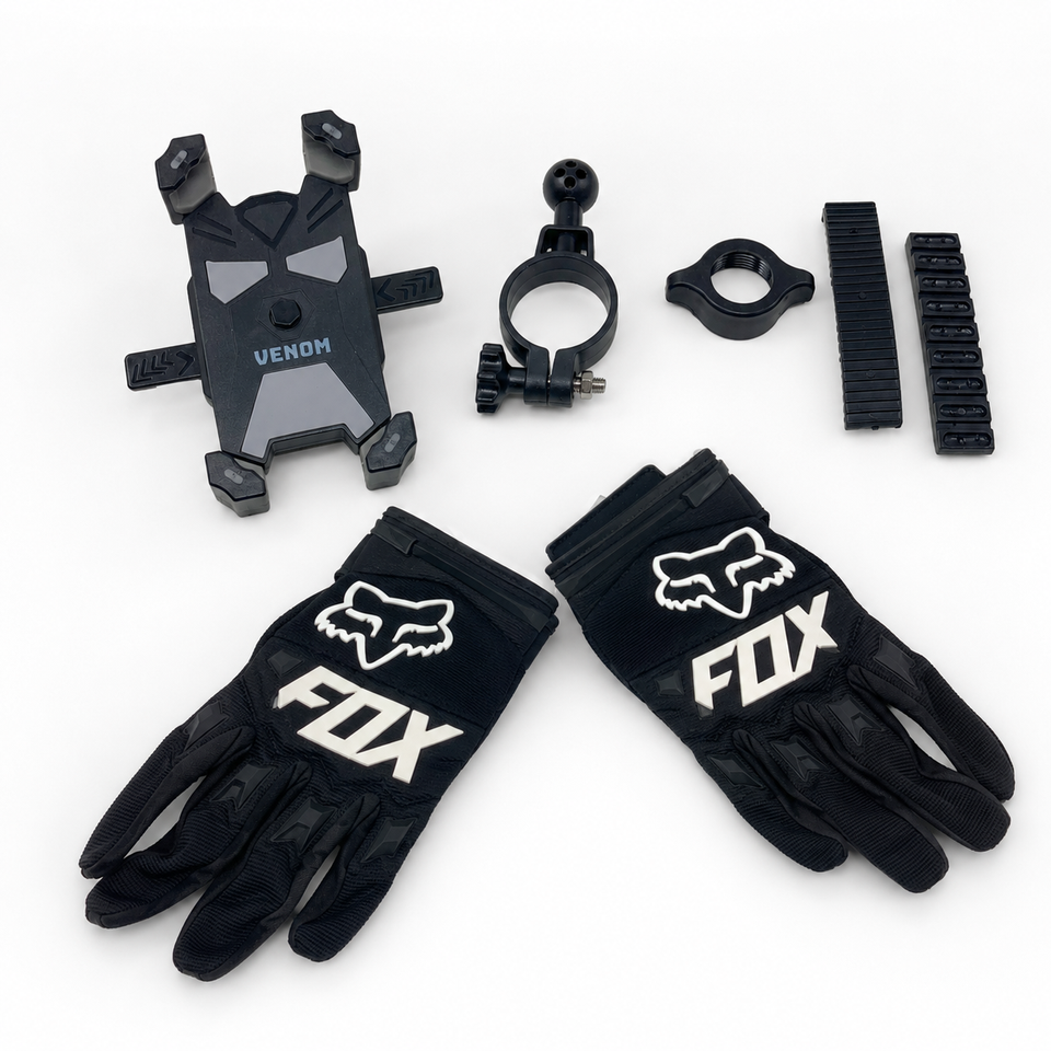 Bundle: Venom Phone Holder AND Fox Racing Gloves