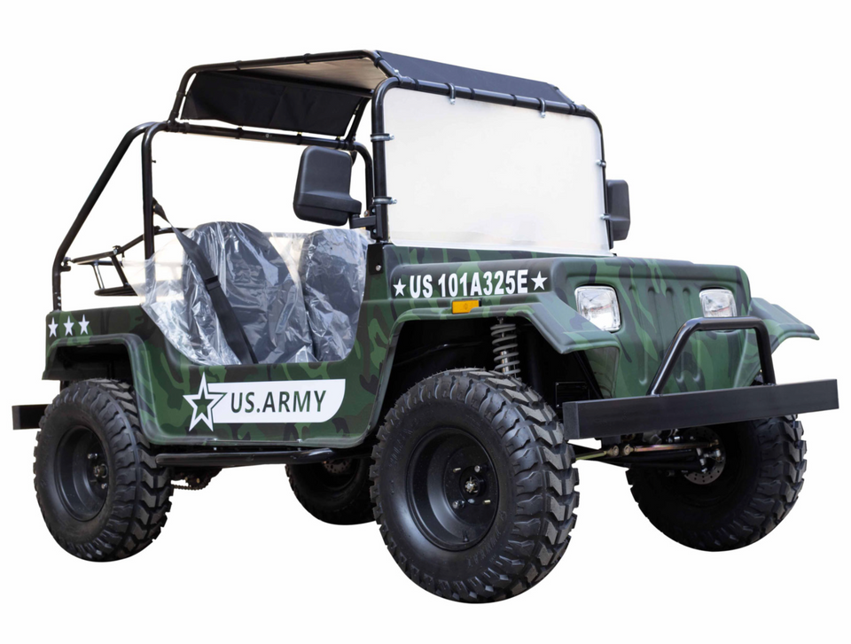 Venom Mini Jeep 200cc Army Green with roof for adults