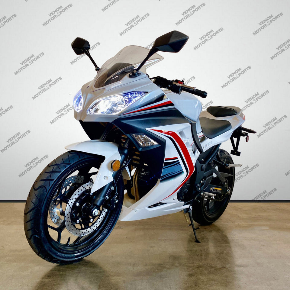 Venom SuperBike | 250cc Sport Bike | Fuel Injected | 6 Speed White